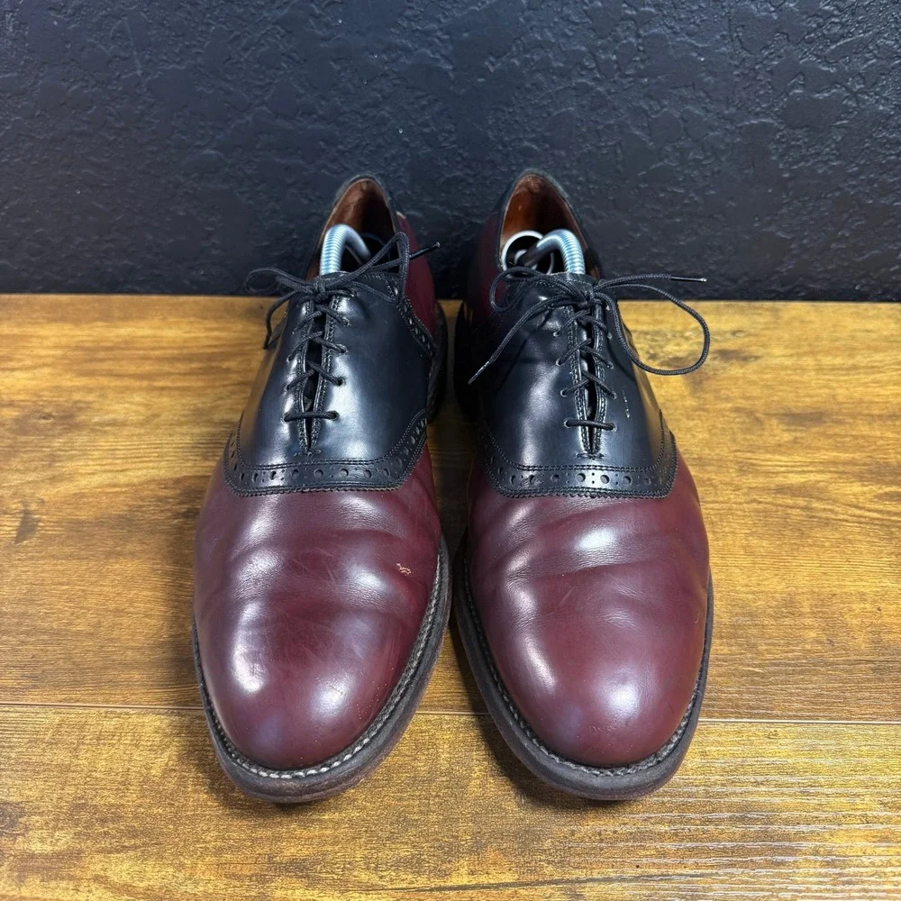 Allen Edmonds Polo 8271 Burgundy Black Leather Wingtip Oxford Mens 11 D